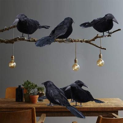 Decoraciones de cuervos simulados, accesorios de cuervo negro, decoraciones de suministros para fiestas de cuervos de peluche simulados