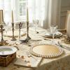 Round Pearl Beaded Dinner Plate Golden Metal Edge Storage Tray Used for Wedding Party Cake Dessert Decoration Storage Tray
