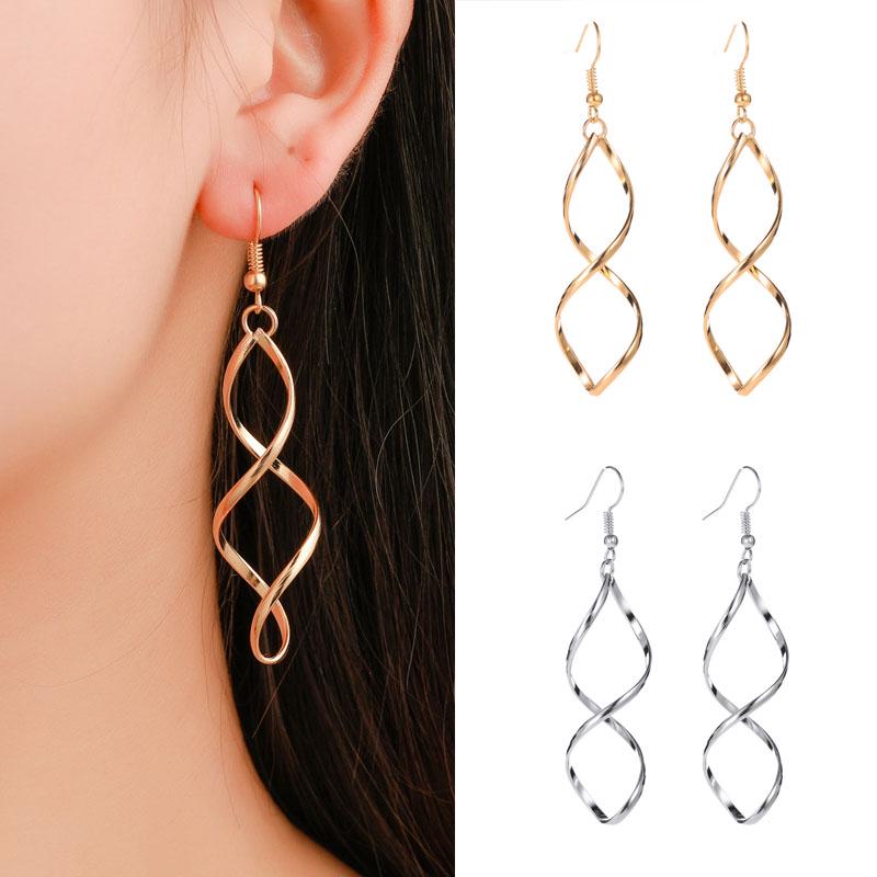 

Мода Геометрическая спираль Изогнутые серьги Eardrop Twisted Wave Curve Серьги Женский ушной крючок
