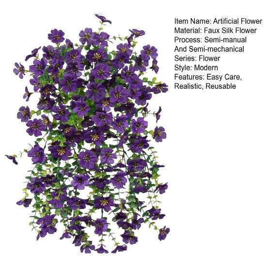 1/4 stk Hengende Kunstig Fiolett Blomst UV-bestandig Falsk Silke Blomst Bryllupsfest Innendørs Utendørs Hage Vegghengt Fusk Blomst Dekorasjon