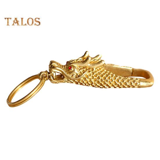 Mosazný přívěsek na klíče s dračí hlavou, ručně vyrobený z čisté mědi, kreativní přívěsek na klíče s dračí hlavou, který nebledne