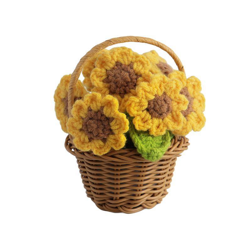 Simulated Flower Potted Plant Crochet Flower Ornament