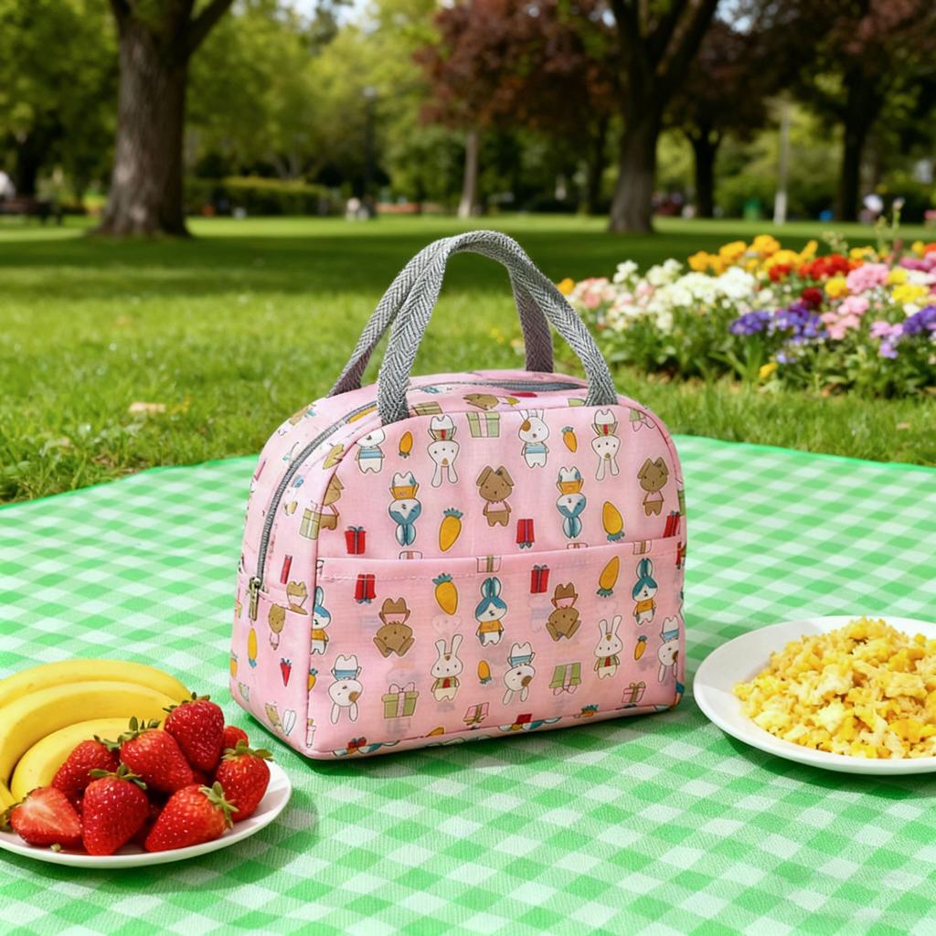 1/2PCS Cute Cartoon Bento Lunch Bag Aluminum Foil Handheld Lunch Bag for Office Workers Portable Meal Package