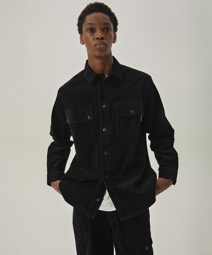 MAGOODGAN Labor 2113 Corduroy Utility Loose Fit Black Shirt
