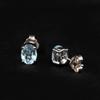 925 Silver Blue Topaz Oval Earrings Women Elegant Gemstone Jewelry Gift
