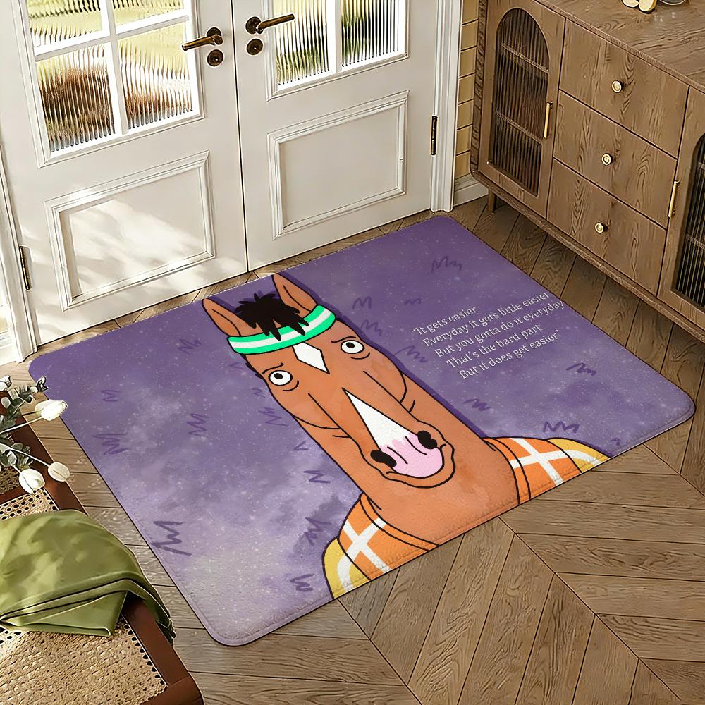 Clásico del anime B-BoJack Art Horseman Alfombrilla Gruesa Absorbente Antideslizante para Suelo Dormitorio Sala de Estar Felpudo Alfombra de Franela