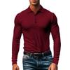 Men's Casual Lapel Polo Shirt Men's T-shirt Slim Spring and Autumn Long Sleeve Base Shirt