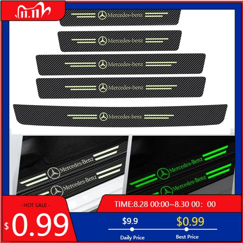 GLC GLB Car Luminous Threshold Protect Auto Emblem Sticker Accessories For Mercedes Benz AMG Brabus Smart Maybach W204 GLC CLA