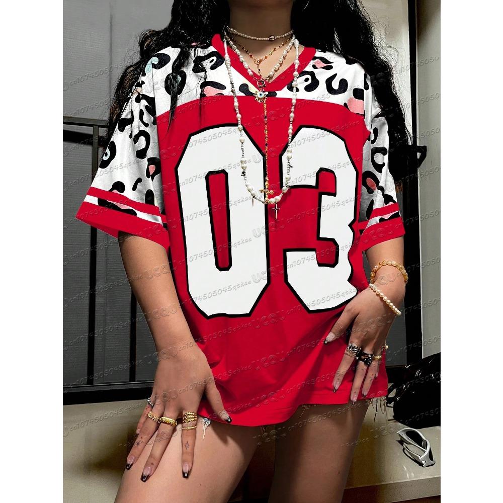 Women's Clothing Size 3 V-neck Imitation Striped Floral Print T-shirt Summer Sports Commuting Short Sleeved Fashionable Sexy Top