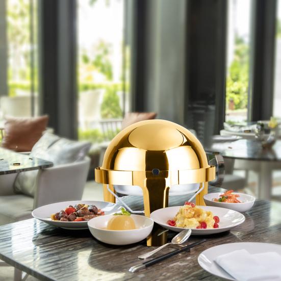 6QT Stainless Steel Chafing Dish for Buffet, Round Food Warmer with Visible Glass Lid