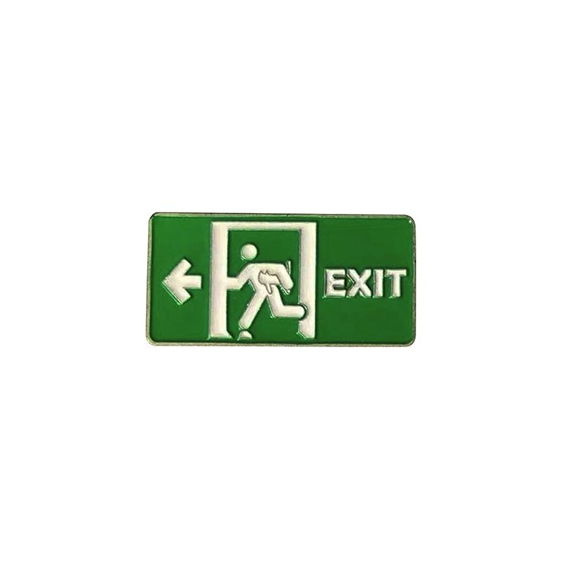 

Creative Luminous Exit Sign Pins Brooch Metal Badge Brooch For Women Men Couples Jewelry Gifts A2