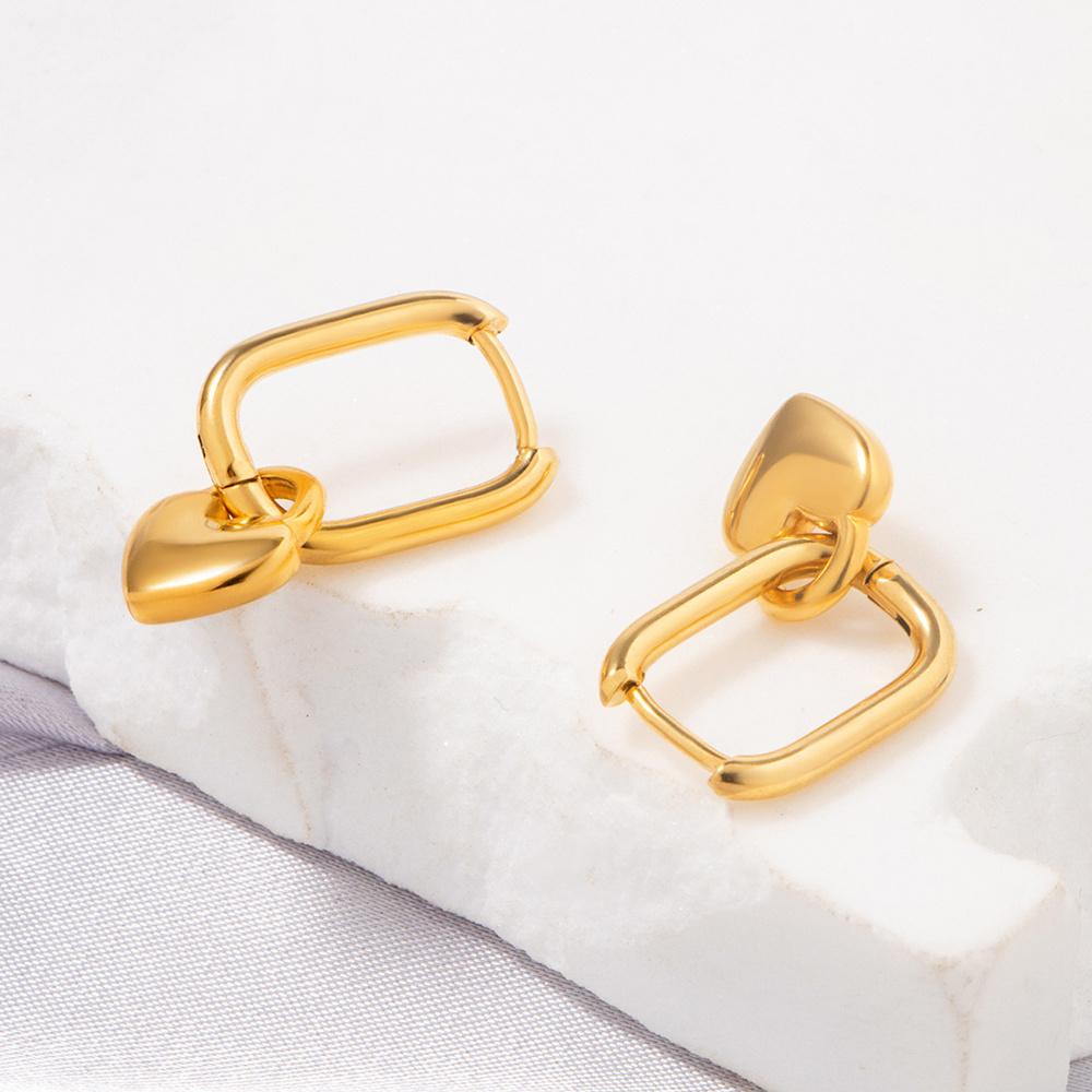 1 Pair Letter U Shape Heart Hoop Earrings For Women Gold Plated Metal Stainless Steel Earrings Punk Rock Ear Jewelry Gifts
