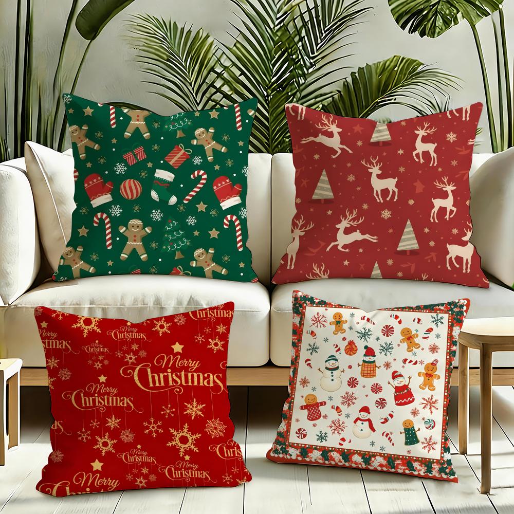 Merry Christmas dear Santa Claus Cushion Cover Reversible Plush Pillow Cover Soft Fluffy Home Decor for Sofa Bedroom