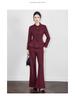Nanyou Woolen Women's Waist-Cinched Blazer & Flared Pants Set - Goddess Style