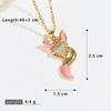 Creative Cute Fox Pendant Necklace with Zircon and Drip Glaze on a Copper Chain
