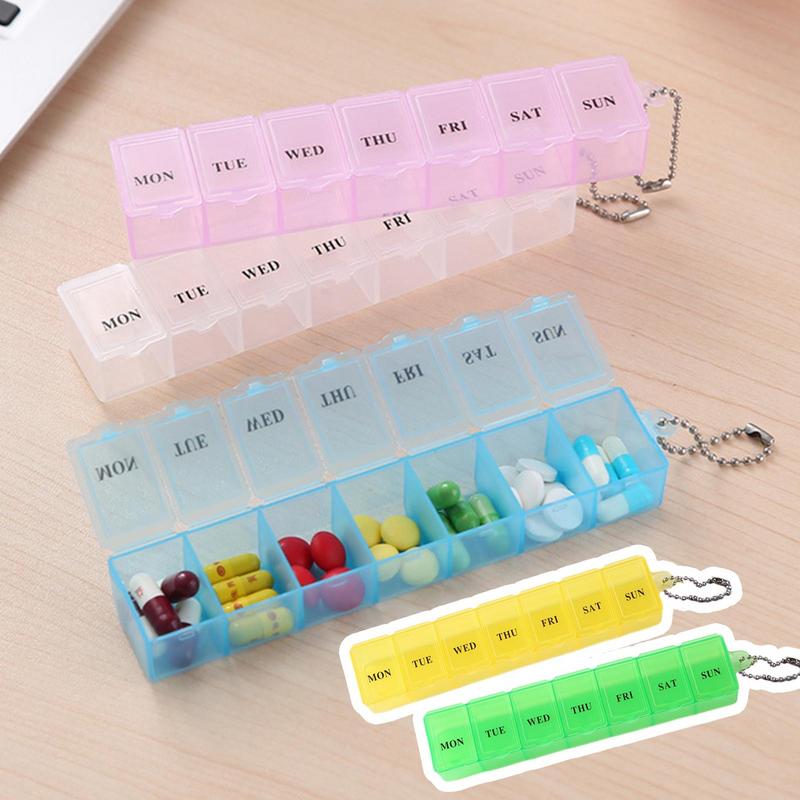 Weekly Portable Travel Pill Cases Box 7 Day Organizer 7 Grids Pills Container Storage Tablets Vitamins Medicine Fish Oils