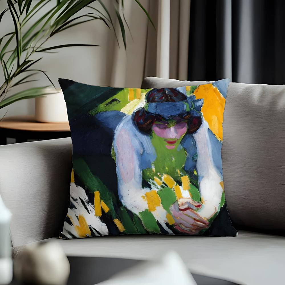 Fashion FFfrantisek Kupkaed Cushion Cover Antidustmite Pillowcase Invisible Zipper Silky Short Plush Sofa Cushion Cover