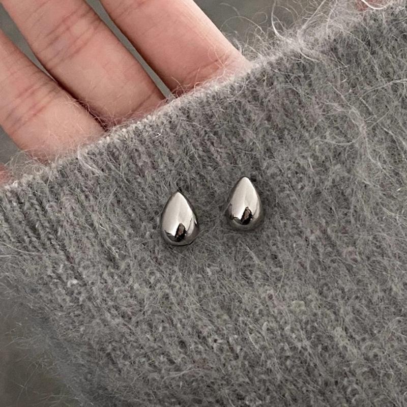 Tibetan Silver Mini Water Drop Stud Earrings for Women Minimalist Classic Fashion  Personality Accessories