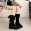 Retro boots children's 2025 autumn and winter new inner height increase single boots tall Merad western flat-bottomed stacking boots