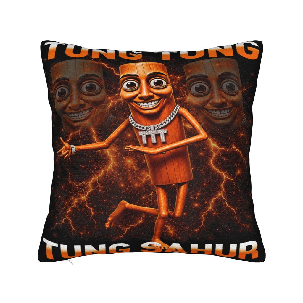 Tung Tung Tung Sahur is Calling Funny Italian Brainrot Pillowcases Vintage Pillow Case For Wedding Party Home Decor Pillow Cover