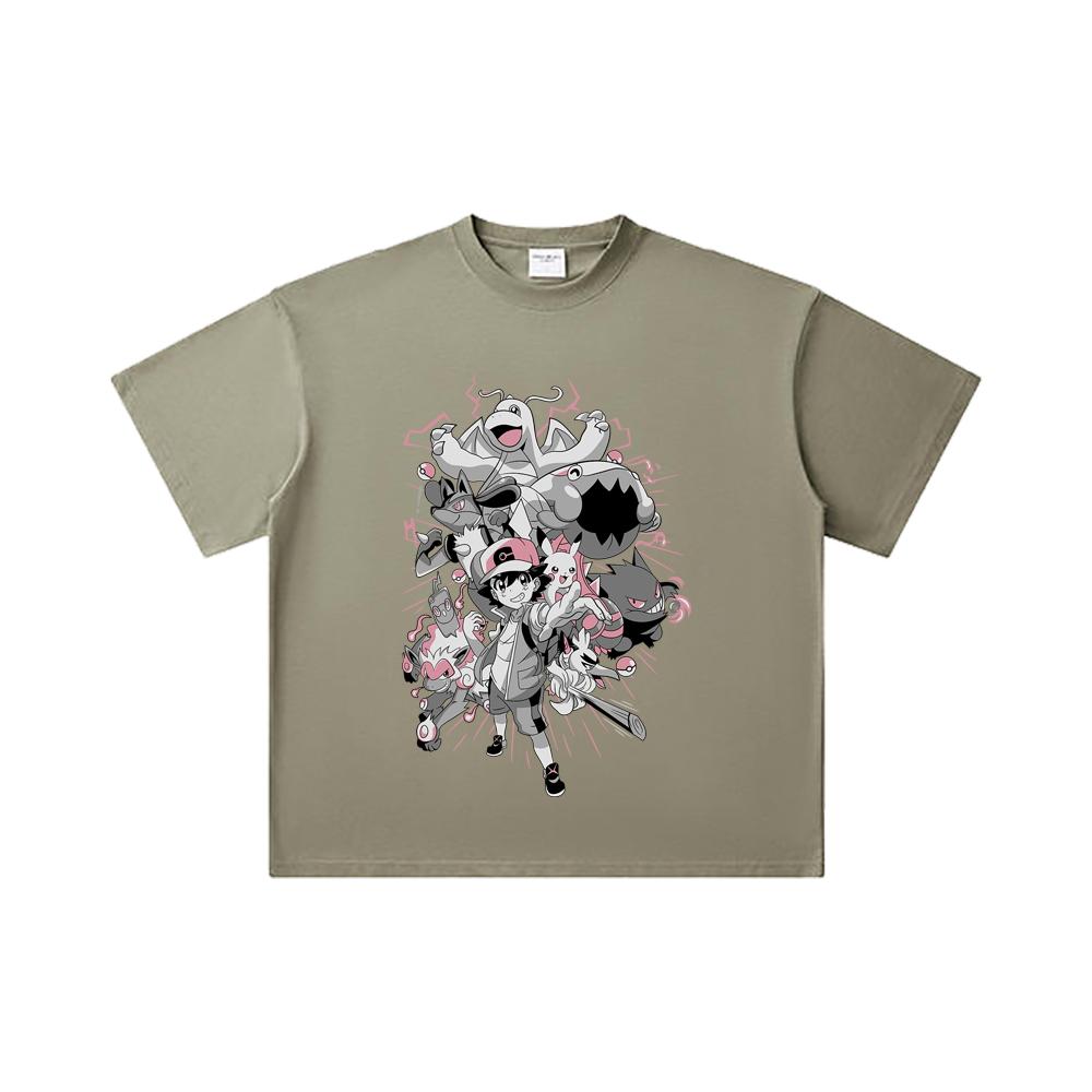 260 GSM Double Yarn 32 Count 100% Cotton Pokemon V20 Print Unisex Heavy Cotton T Shirt