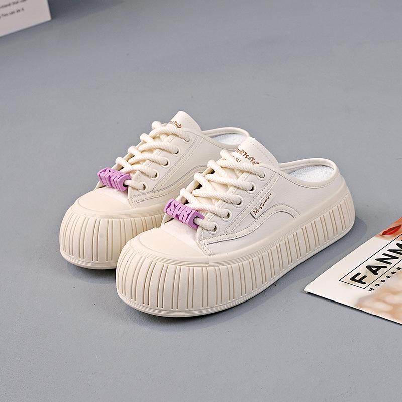 

Half-drag women s shoes summer one pedal bag head sandals stepping on shit feeling external wear non-slip pregnant women cool slippers MA09 40
