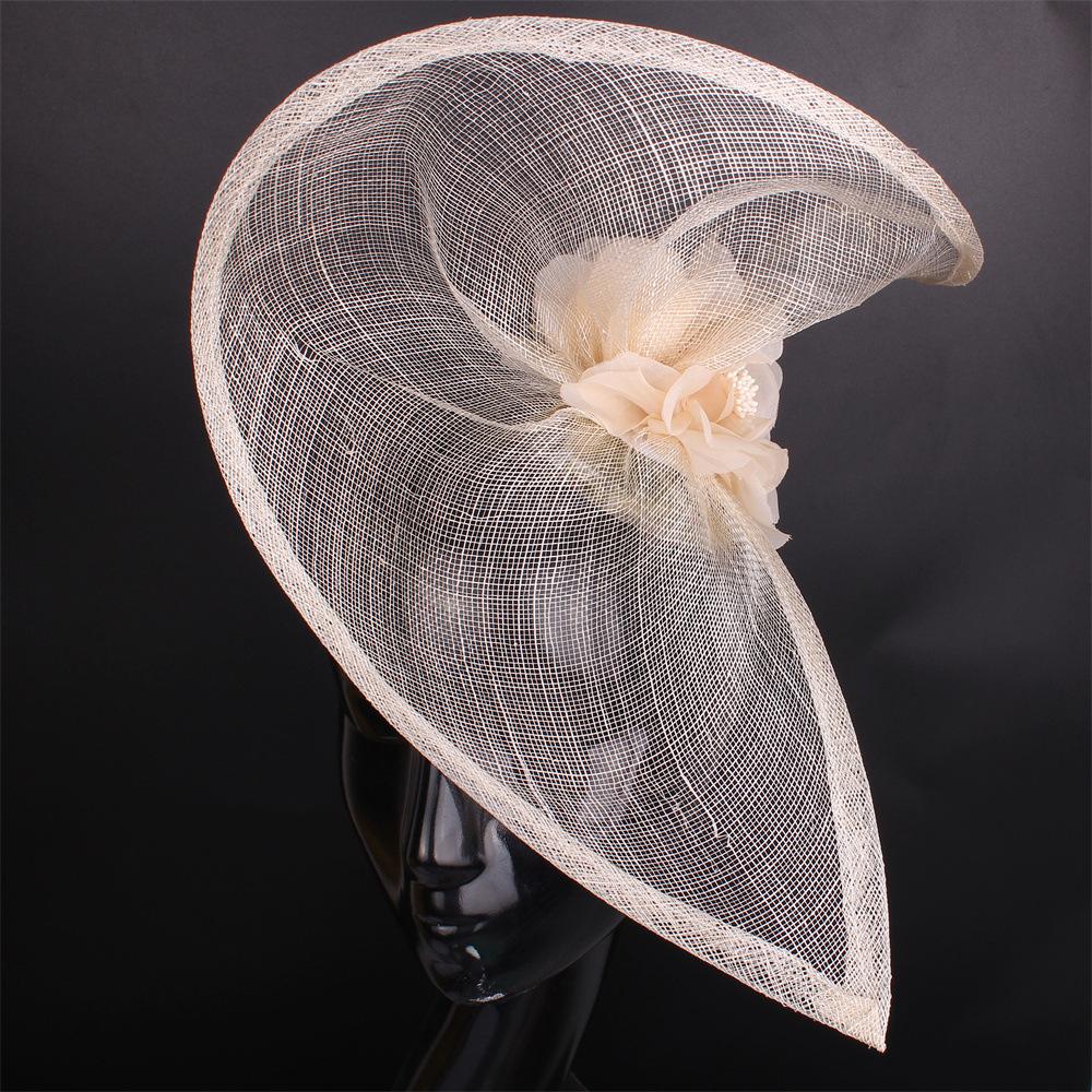 European And American Style Simulation Feather Flower Headdress Retro Light Pink Top Hat Hemp Yarn Headband Hairpin