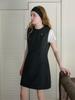 Elssibeui Crease Sleeveless Mini Dress_Black