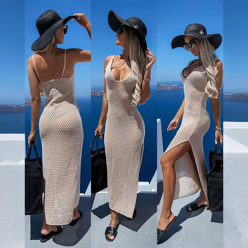

Beach Blouse Hollow Backless Knitted Dress for Women L