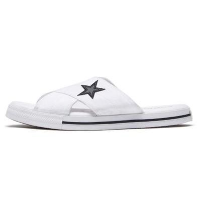 Sandálias Slide One Star Confortáveis Casuais Solado de Borracha Sandálias Slide Femininas Branco Preto 565530C