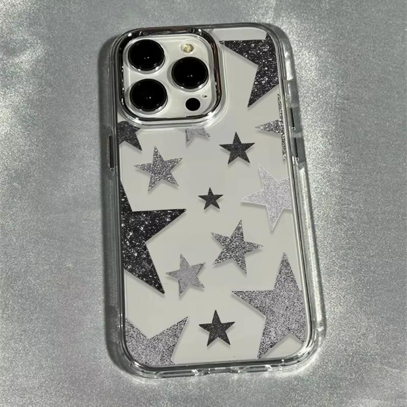Custodia Trasparente con Fantasia Trendy Stella Brillante per iPhone 17 Air 16 e 15 14 13 12 11 Pro Max Plus SE Cover Posteriore