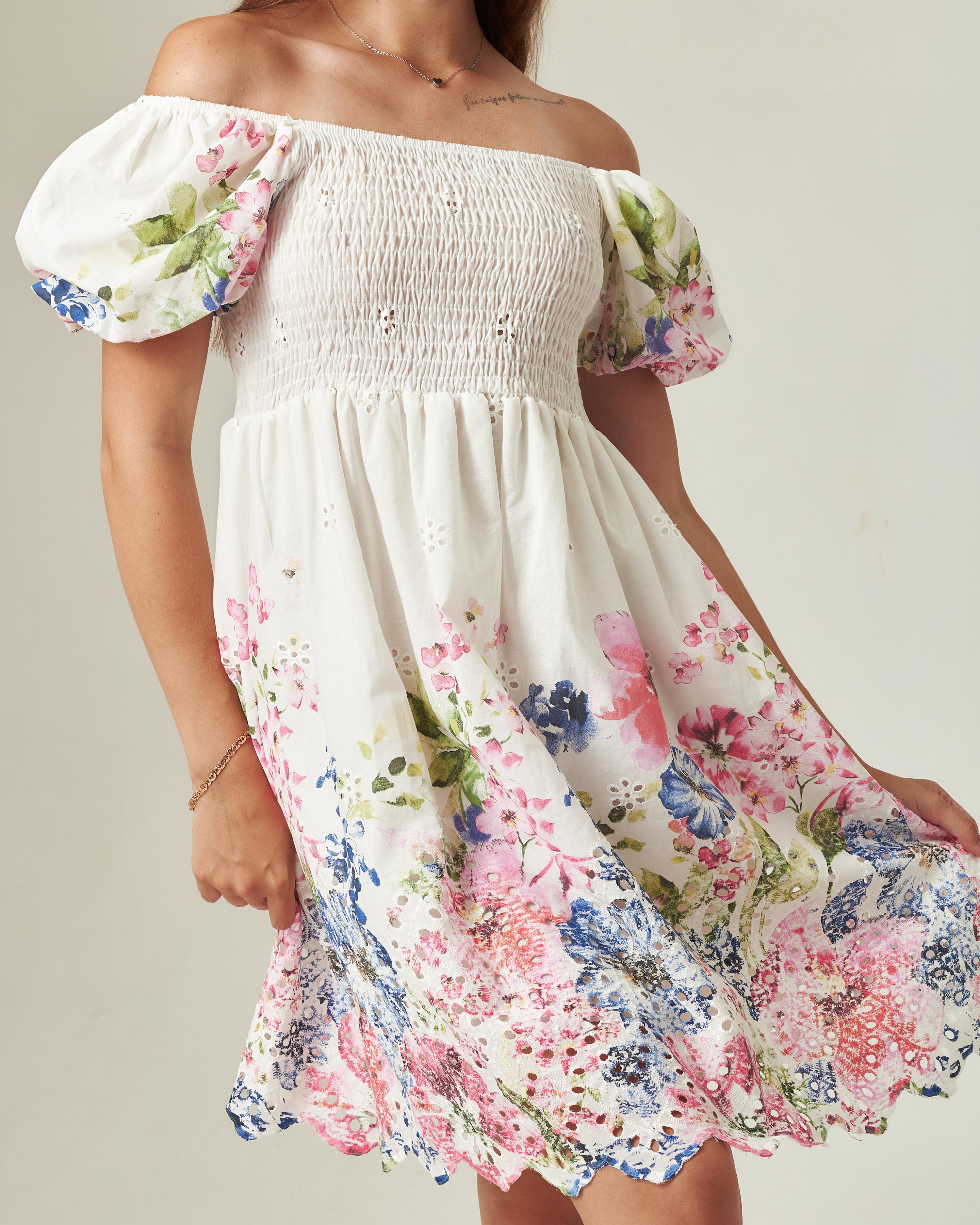 

Women s dress 12630 white with flowers 1 білий