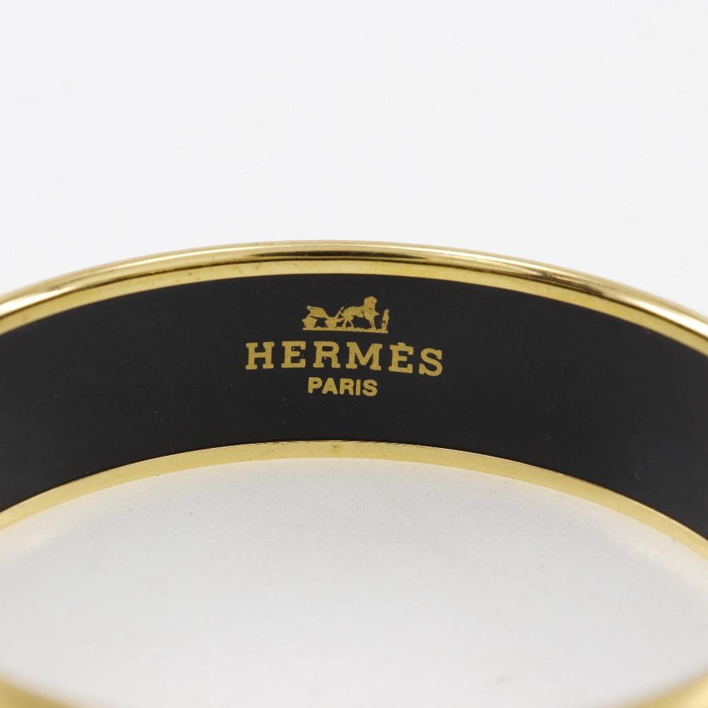 HERMES EmailGM Bangle Flag & Bird cloisonne Green Plated Gold 35g Women Used