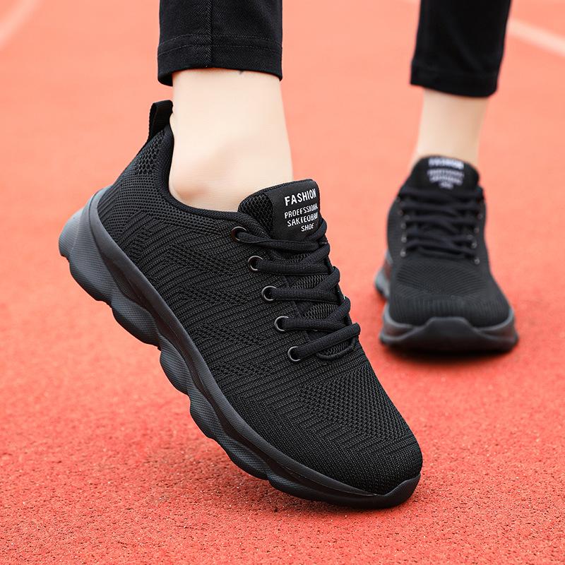 Black Non-slip Women's Shoes, Non-slip and Light Running Sports Shoes, Breathable Casual Travel Shoes, Comfortable Work Shoes