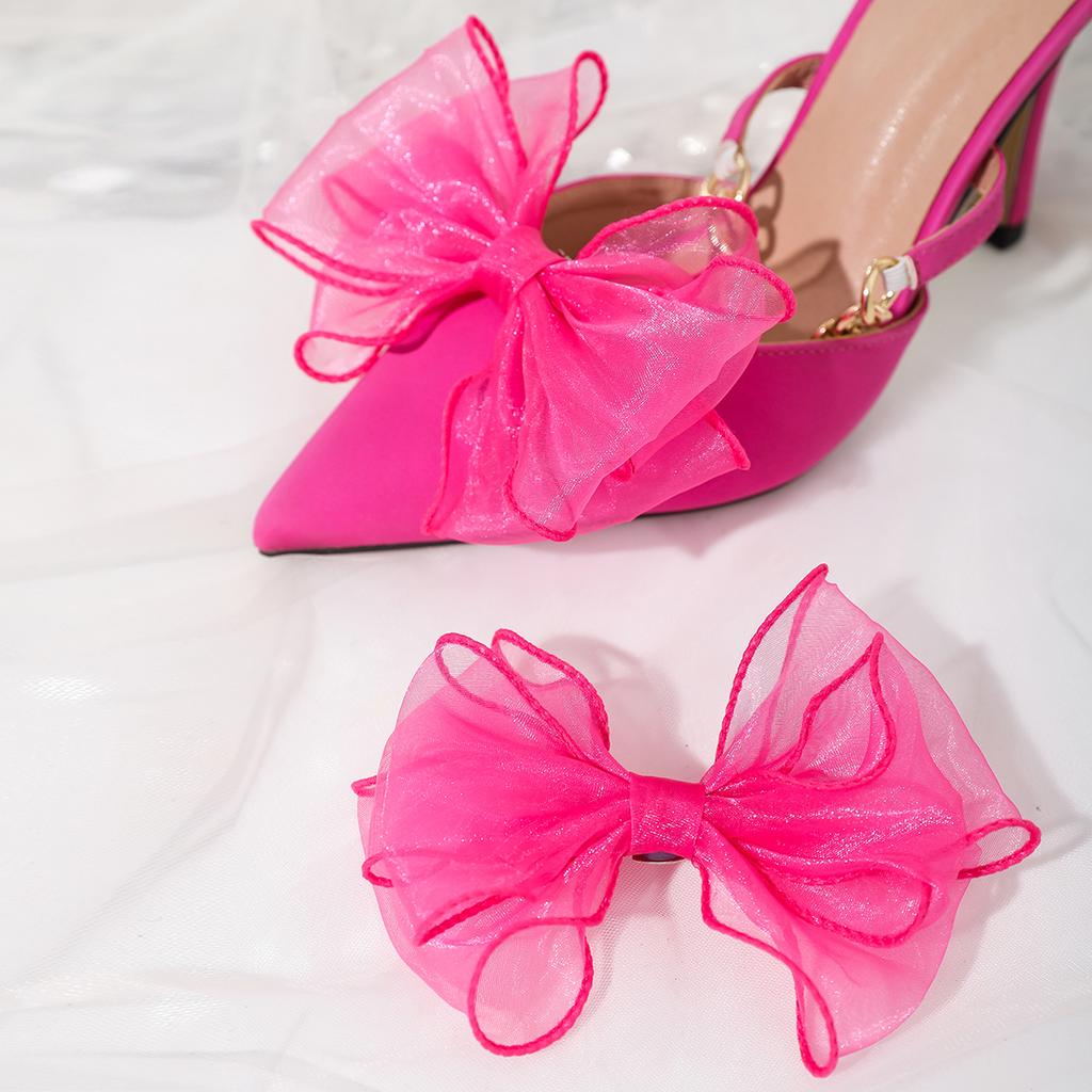 The new handmade bow fabric fancy DIY three-dimensional flower shoe accessories are detachable