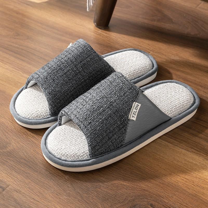

Linen slippers women s summer indoor home silent non-slip and deodorant couple s new breathable sweat-absorbing sandals men s four seasons 44-45 [Suitable for sizes 43-44]