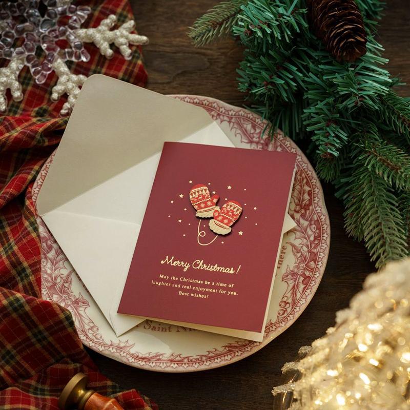 1PC Handwritten Cards Exquisitely Patterned Vintage Holiday Greetings Christmas Connotation Gift Cards Smooth Writing