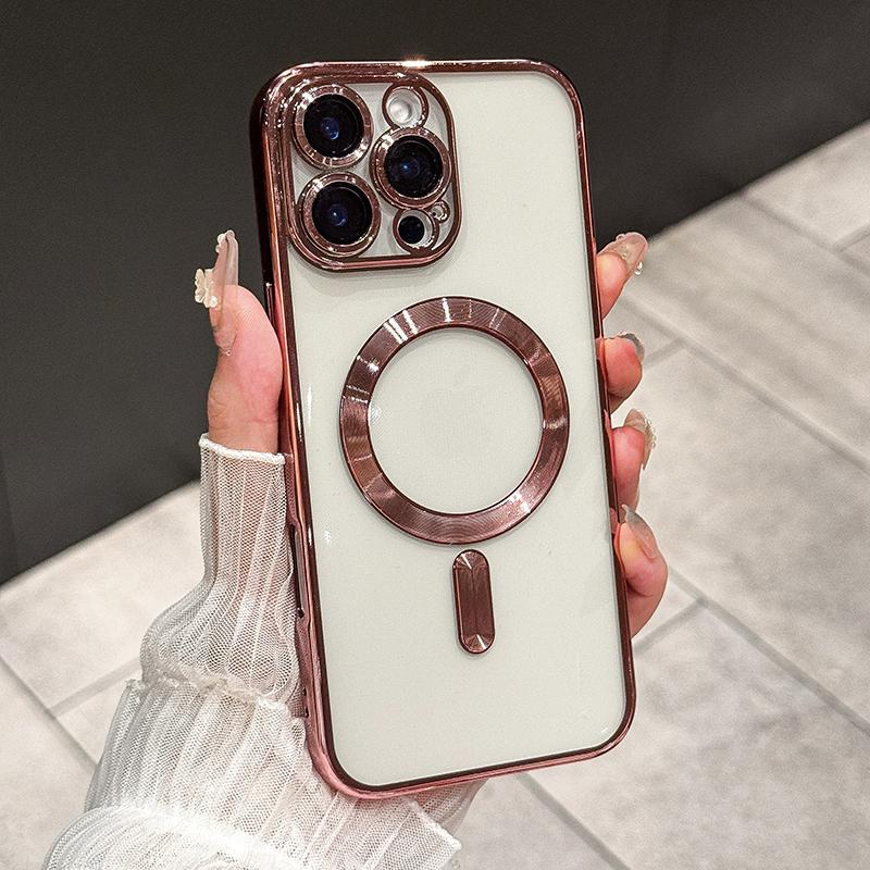 For Iphone 17 New Electroplated Magnetic Phone Case For Iphone 17 Pro Max Translucent Shockproof Bumper Soft Cover 17 Air Cases