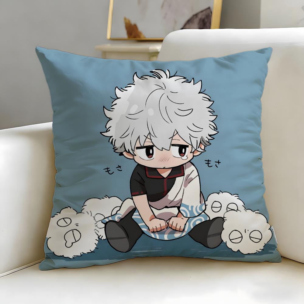 classic anime Gintama Cushion Cover Soft  EasyWash Pillow Case  Versatile for Couch Bed Travel and Office