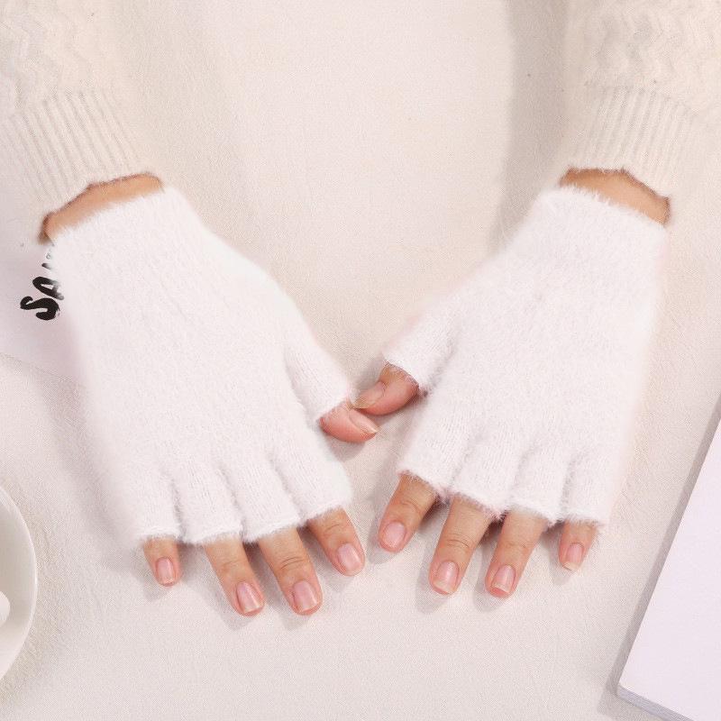 Unisex Minimalist Fingerless Knit Gloves - Warm, Touchscreen-Compatible for Autumn/Winter