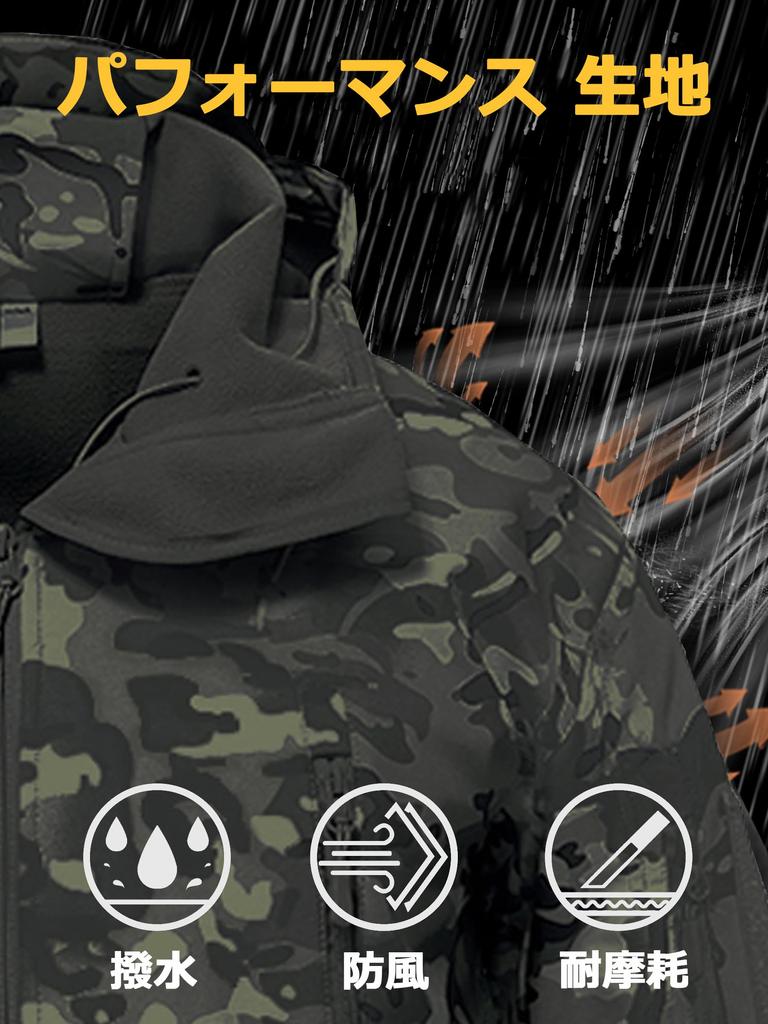 TACVASEN Windproof Ski Military Solid Winter Jacket for Hiking and Size 3XL Men's Jacket, Style, Fleece, Winter, Black, CP,