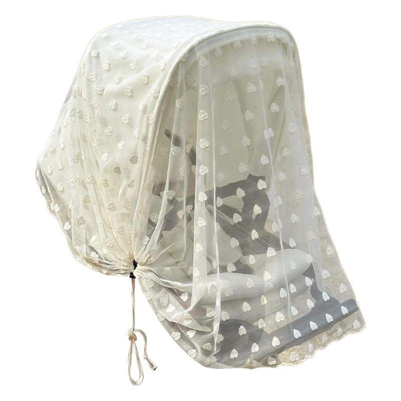 

Детские коляски Москитная сетка Милый вышитый сердечком дизайн Коляска Полное покрытие Защитная сетка от насекомых для младенцев 1