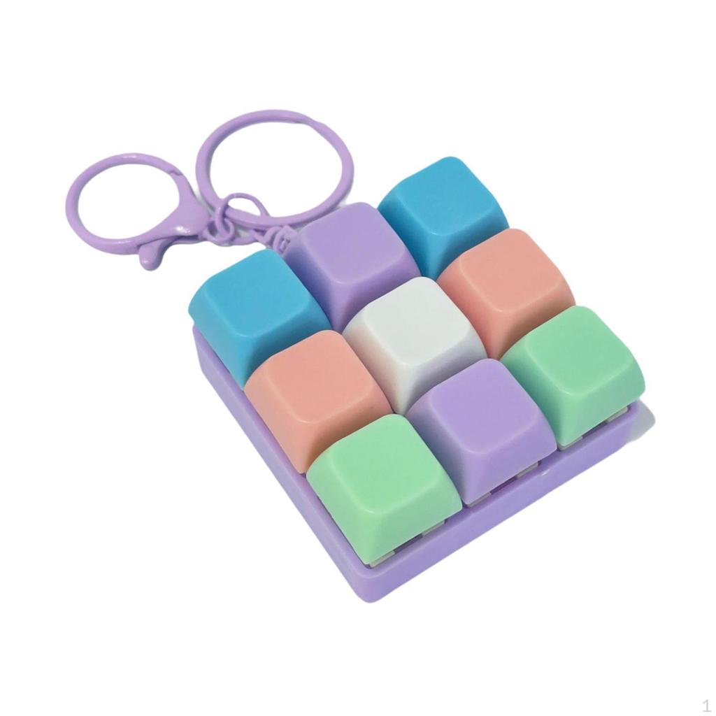Fidget Keychain Mechanical Key Button 9-Button for Office Home Gift Birthday Drive Away