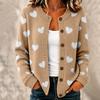Damenmode Langarm Herzmuster Offen vorne Strickjacke Pullover Oberbekleidung