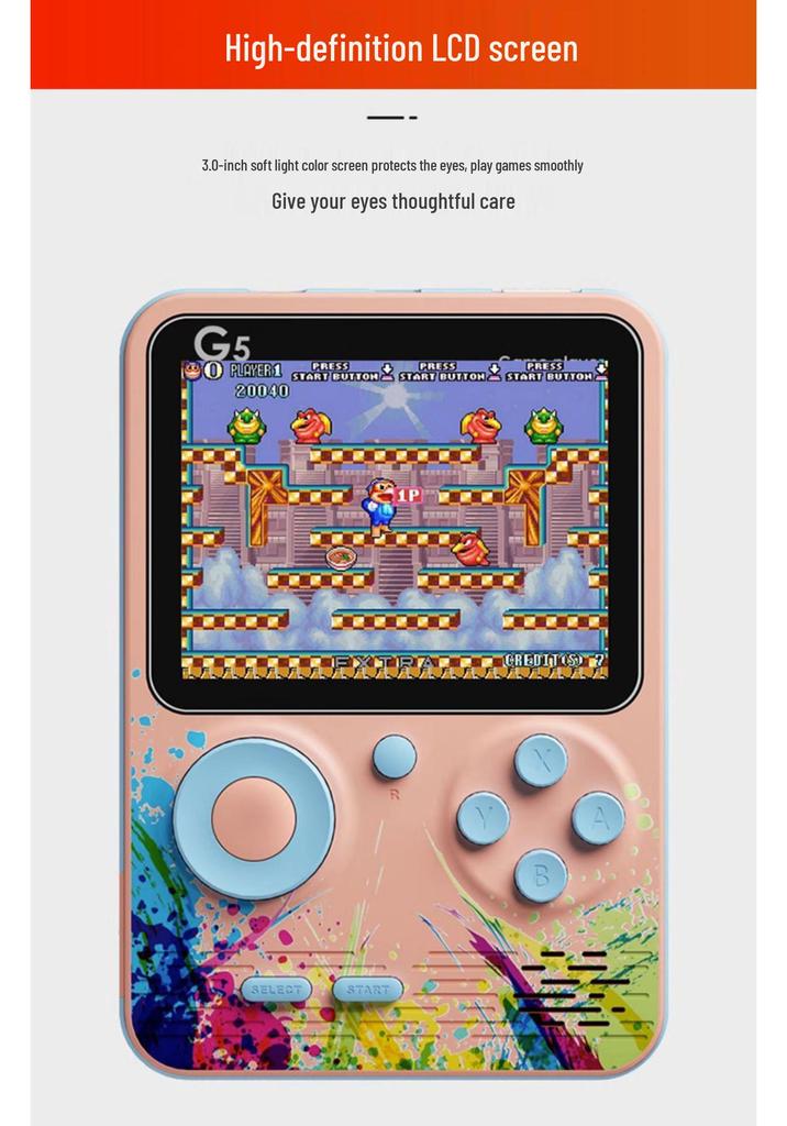 G5 Handheld Game Console: Classic 500-in-1, Colorful, Portable, Nostalgic Gaming Experience