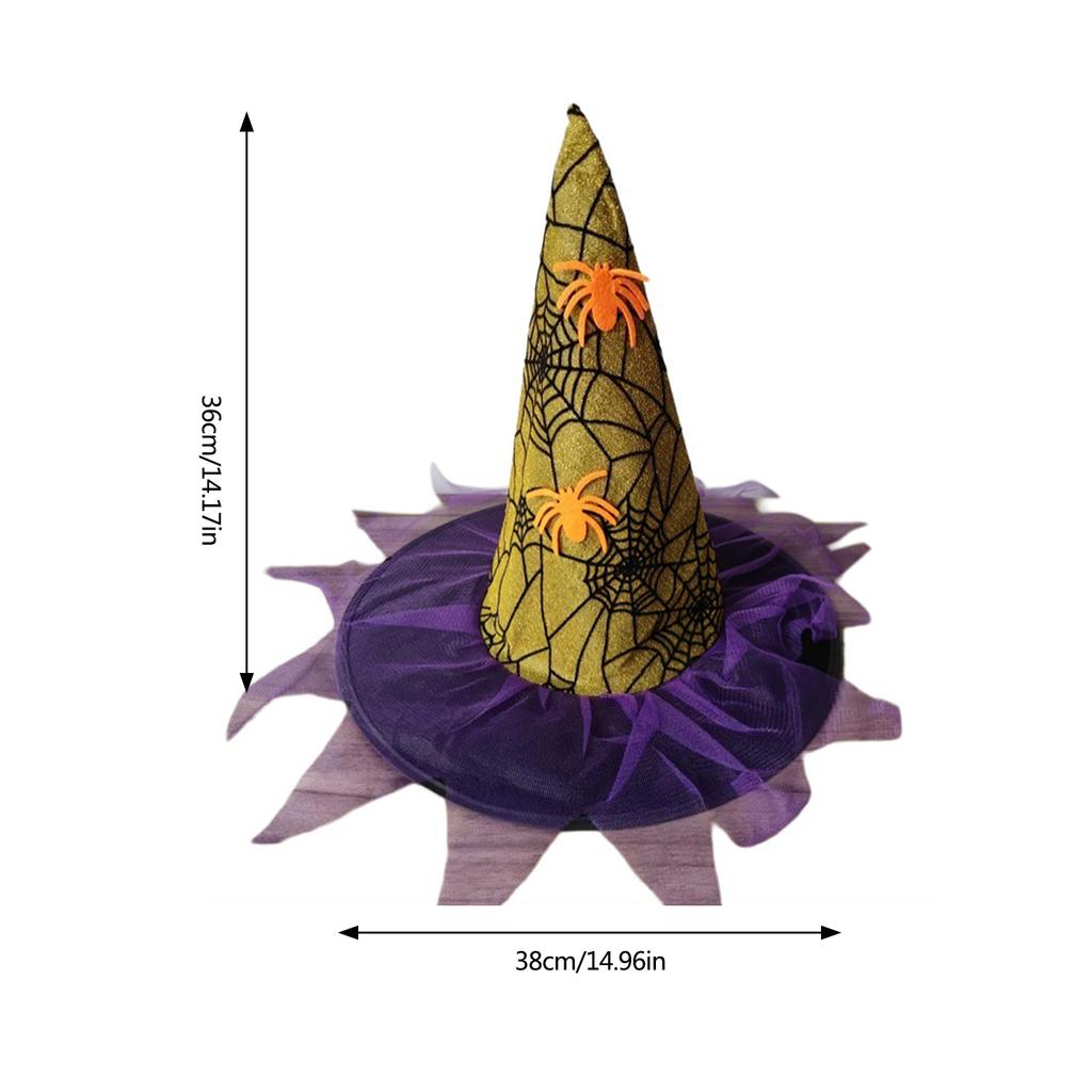 Witch Hat for Halloween Party Spiderwebs Wizard Caps Cosplay Costume Accessories Headwear Masquerades Hat Festival Supply
