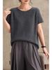 2026 Spring Women's Cashmere Wool Blend Rolled Collar Knit Half Sleeve Top