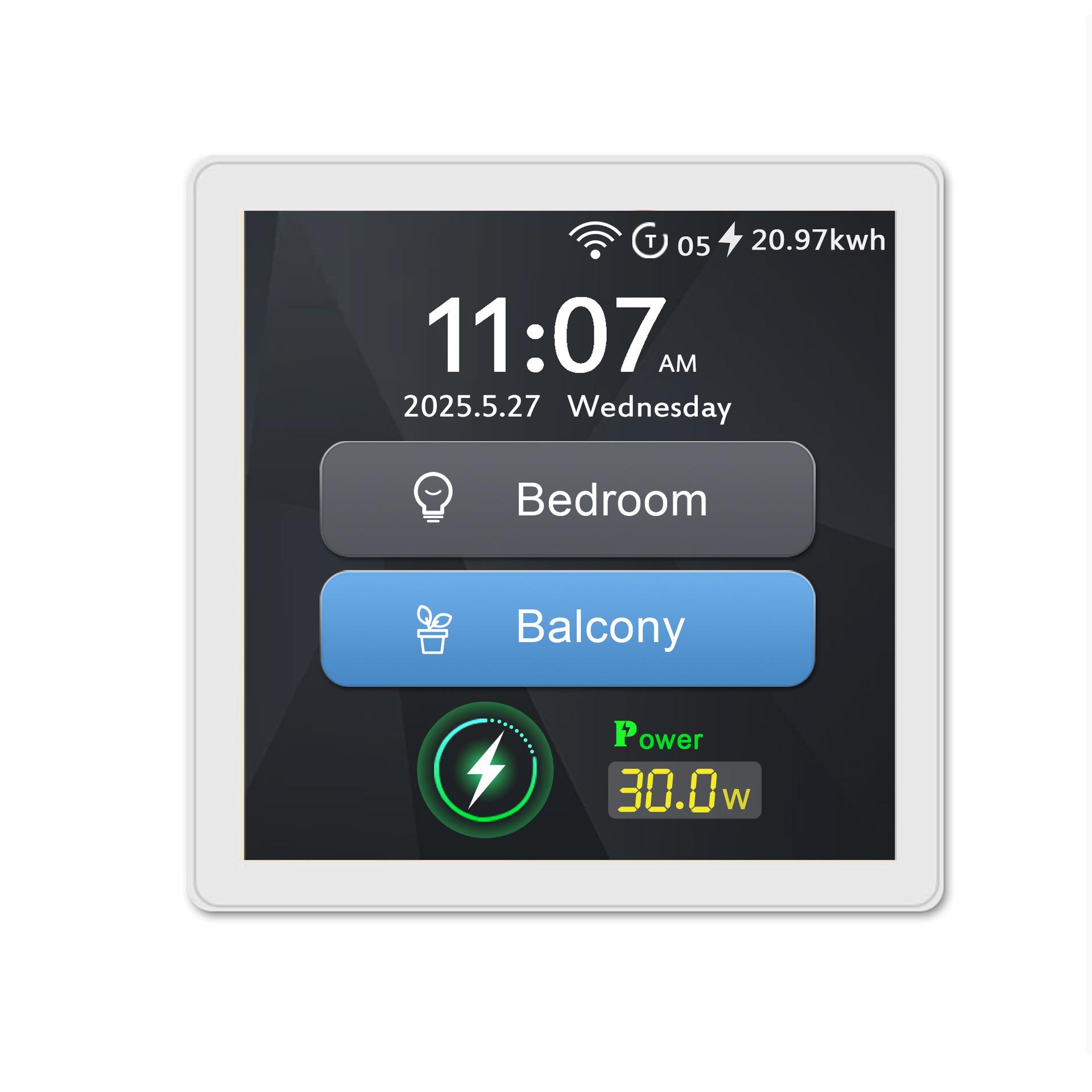 Graffiti Smart 4 Touchscreen Switch with 30W Fast Charging, Rechargeable, and App-Controlled Smart Control. ZigBee EU White