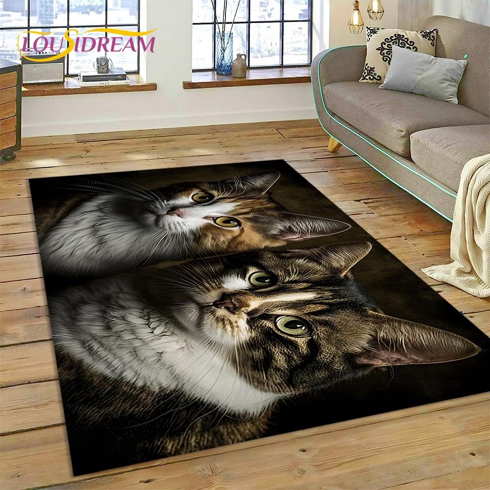 3D Persian Cat,Cute Calico Cat,Ragdoll Cartoon Rug Carpet for Living Room Bedroom Home Decor,Non-slip for Sofa  Doormat Gift Kid