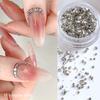 1Box Diy Nail Art Decor Sparkling White Diamond Zircon Pearl Mixed Nail Drill Flat Nail Jewelry Manicure Diamond Manicure Design